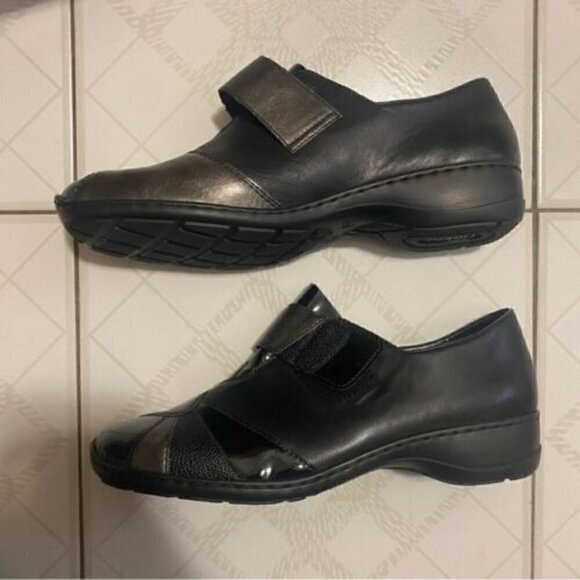 Minimalist Chic RIEKER Leather Loafers Black Orthopedic Comfort Shoes US 10 - Picture 4 of 12